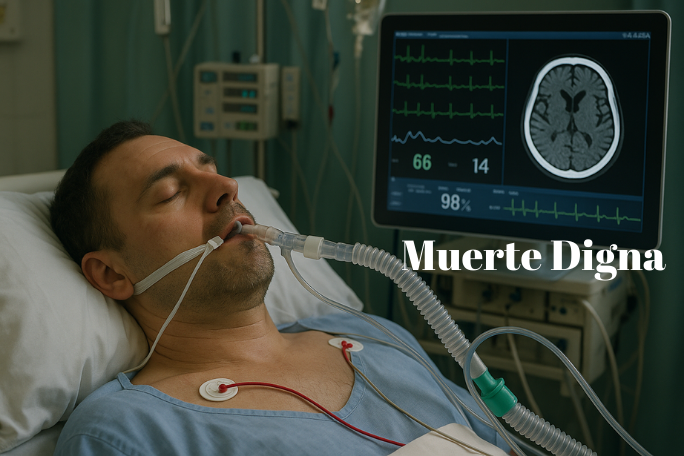 La imagen es de un paciente hospitalizado, con soporte vital y muerte cerebral