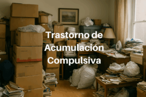 Habitación de una casa, con acaparamiento de cajas y cosas inservibles
