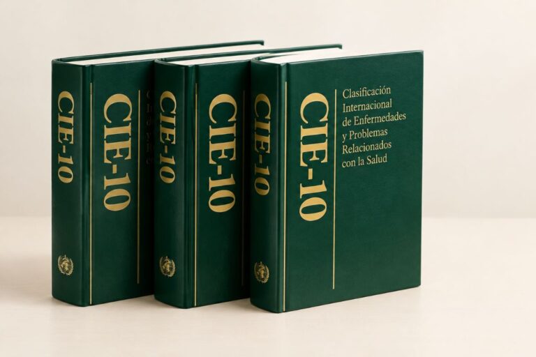 Colección de libros de CIE-10 en verde y dorado