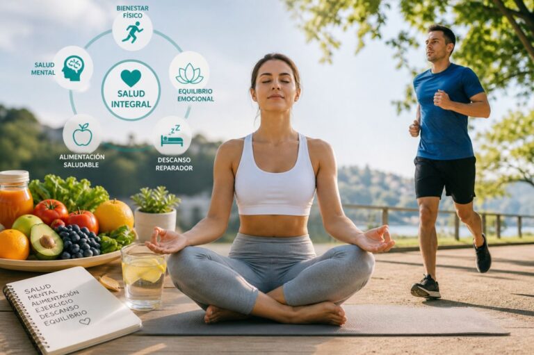 Salud Integral, bienestar físico, alimentación saludable, estabilidad emocional, salud mental, descanso reparador