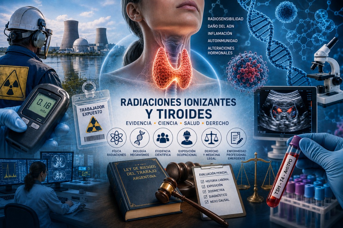 Radiaciones ionizantes y enfermedades de la tiroides: infografía sobre exposición ocupacional, daño tiroideo, evidencia científica y análisis médico-legal del posible reconocimiento como enfermedad profesional en Argentina